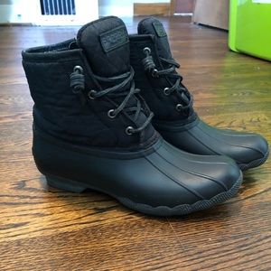 Black Sperry duck boots